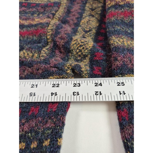 Vintage St Michael Sweater Mens Large Blue Wool Fair Isle Shawl Collar Pullover - Picture 9 of 12